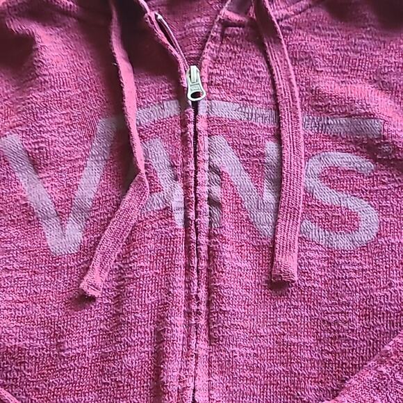 VANS Womens Medium Zip Down Thermal Jacket Hoodie Maroon Red MEDIUM - Picture 2 of 7